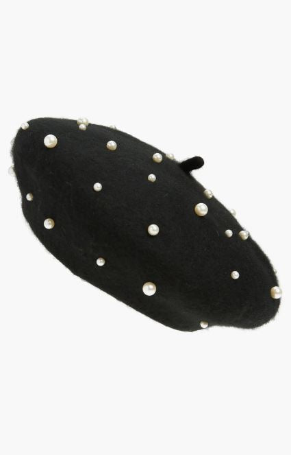 Kids' Faux Pearl Embellished Wool Beret