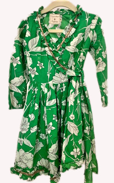 CUPCAKES & PASTRIES GREEN FLORAL DRESS  (SZ 3T)